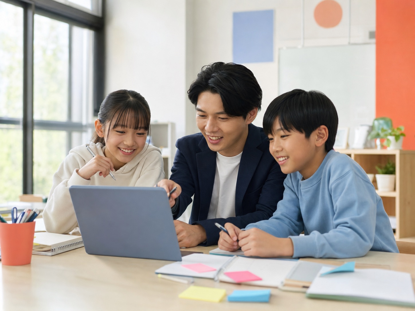 AIを使って自分の考えを発信する小学5年生から6年生